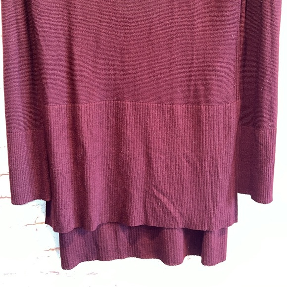 Free People Sweater Womens Small Red Burgundy Cross Cross Tunic Side Split Hem - Picture 3 of 9